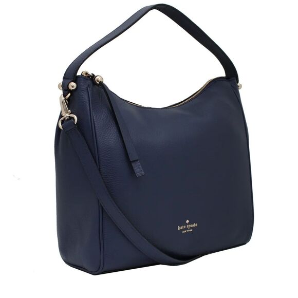 Kate Spade Charles Street Small Haven Navy Blue Leather Hobo Handbag Purse Bag - Picture 1 of 16